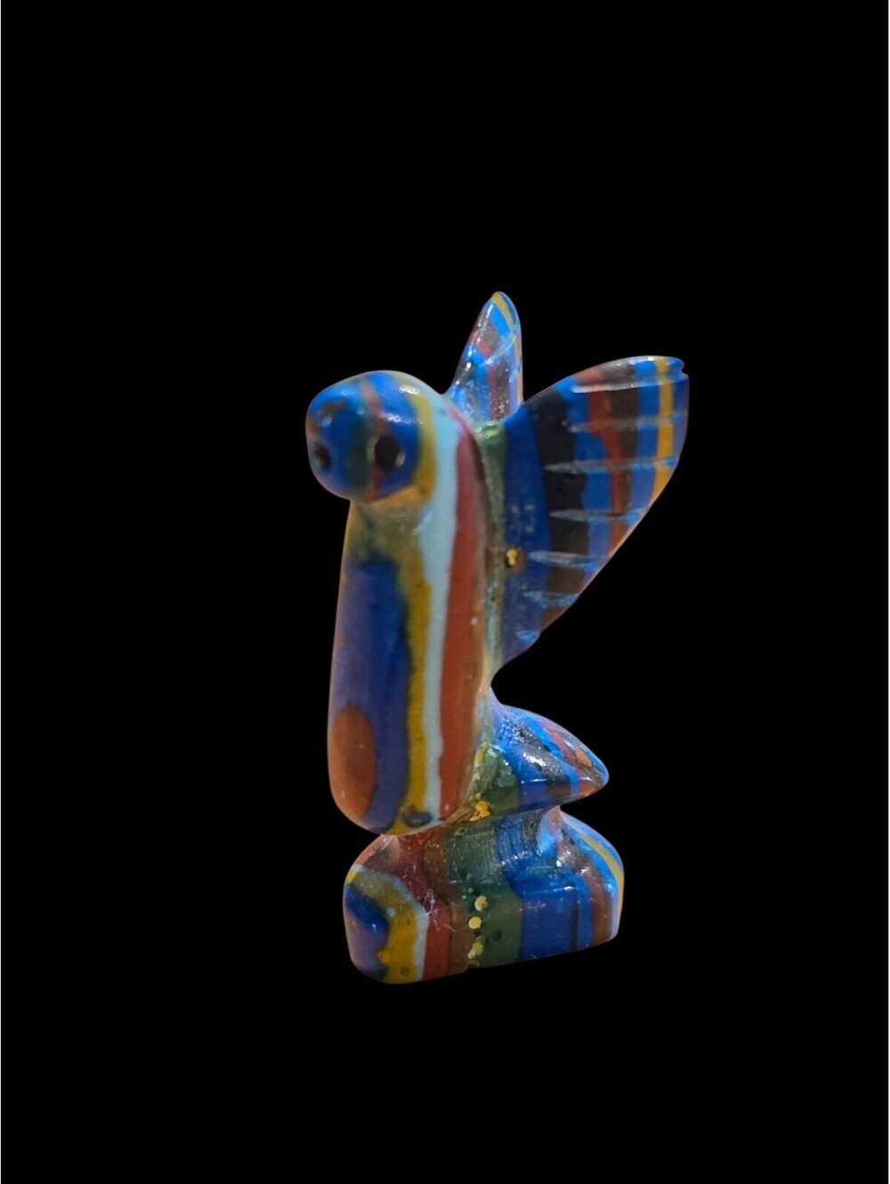 Rainbow Calsilica Bird Zuni Fetish Carving - Justin Red Elk